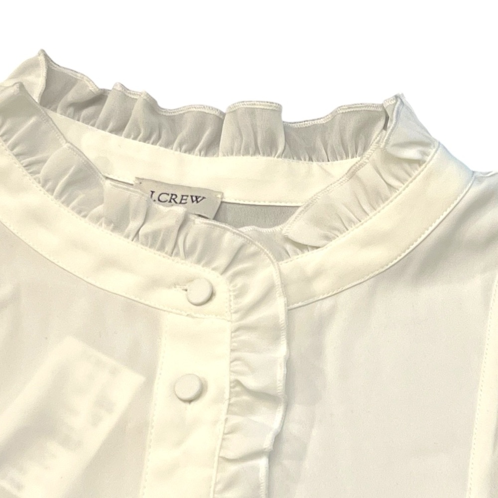 J Crew Factory Long Sleeve White Top Blouse Ruffles Size 18 High Neck NEW $80 - Picture 8 of 16
